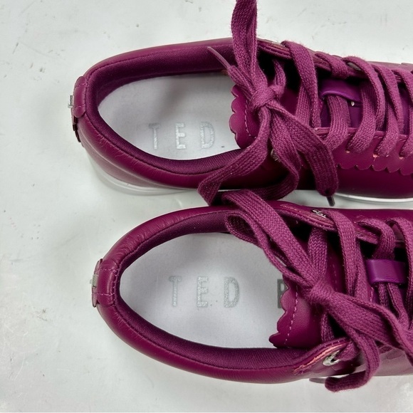 TED BAKER Feeki Leather Lace Up Sneaker Fuchsia Pink Size 5 - Picture 5 of 11
